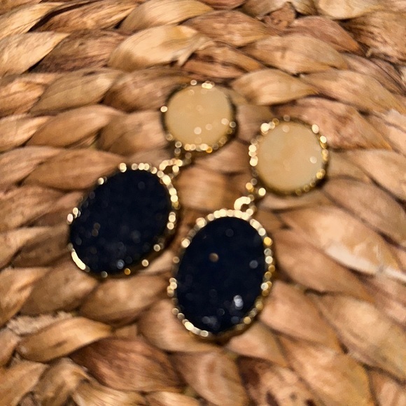 NWT Druzy Stone Earrings - Peach OR Burgundy OR Navy + Ivory Teardrop Studs - Picture 2 of 12